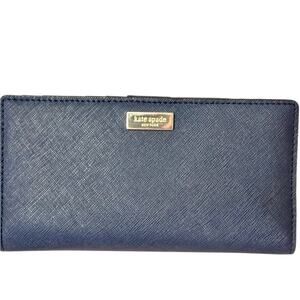 Kate Spade Laurel Way Slim Bifold Stacy Saffiano Wallet Offshore Navy Blue